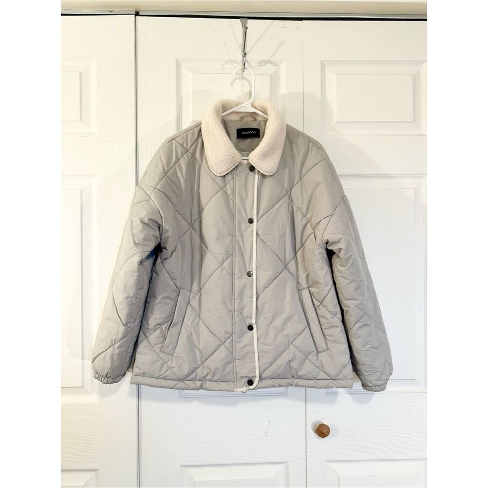 Dokotoo Quilted Puffer Jacket with Sherpa Collar